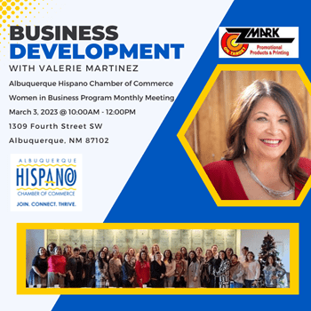 Albuquerque Hispano Chamber of Commerce Women in Business Program Monthly Meeting March 3, 2023 @ 10:00AM - 12:00PM 1309 Fourth Street SW Albuquerque, NM 87102